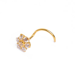18ct Yellow Gold Wire Coil Back Nose Stud set with Seven Cubic Zirconias (4mm - 5mm) NIP-5-040 - Minar Jewellers