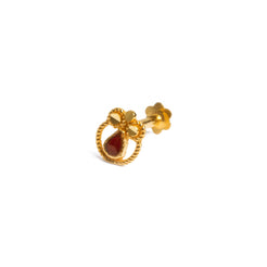 18ct Yellow Gold Screw Back Nose Stud red enamel NIP-6-710d - Minar Jewellers