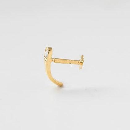 18ct Yellow Gold Faux Nose Ring with Screw Back Nose Stud set with one Cubic Zirconia NIP-7-090 - Minar Jewellers