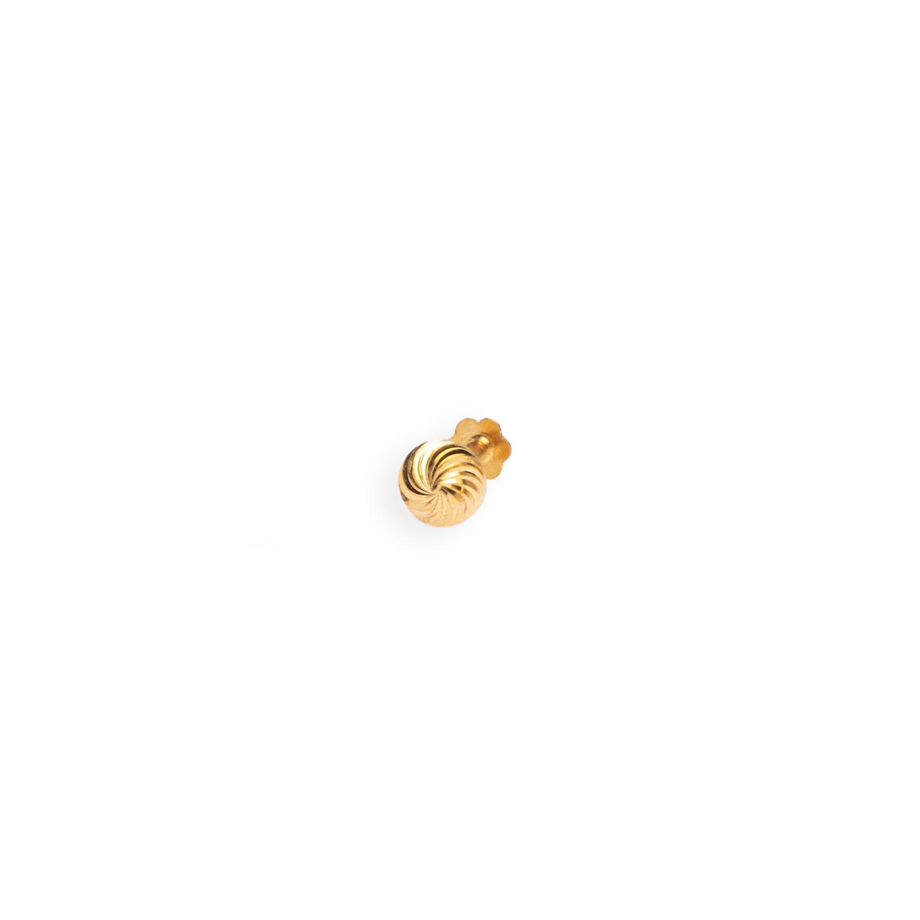 18ct Yellow Gold Screw Back Nose Stud with Diamond Cut Design (3mm - 5mm) NIP-7-900