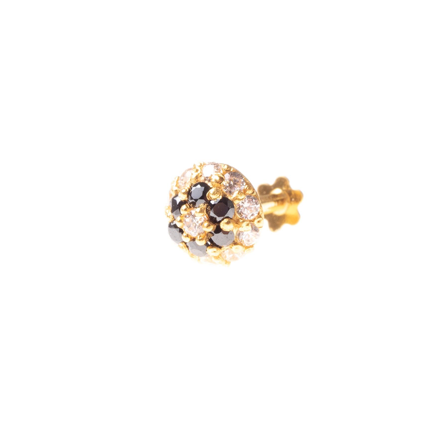 18ct Yellow Gold Nose Stud set with white and colour Cubic Zirconia Stones NIP-8-470