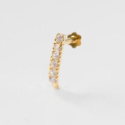 18ct Yellow Gold Faux Nose Ring with Screw Back Nose Stud set with six Cubic Zirconia NIP-8-750 - Minar Jewellers
