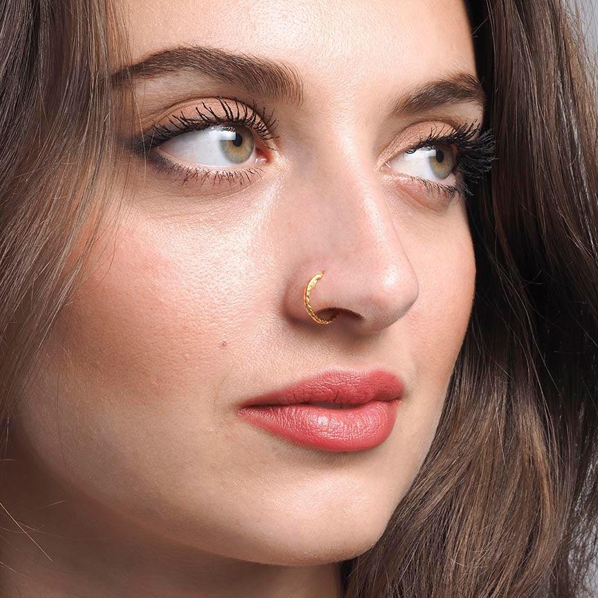 Amazon.com: 22 Gauge Solid Gold Nose Ring Hoop 5mm, 6mm, 7mm, 8mm, 9mm,10mm  - Cartilage Piercing Jewelry Rose Gold, Yellow Gold or White Gold :  Handmade Products
