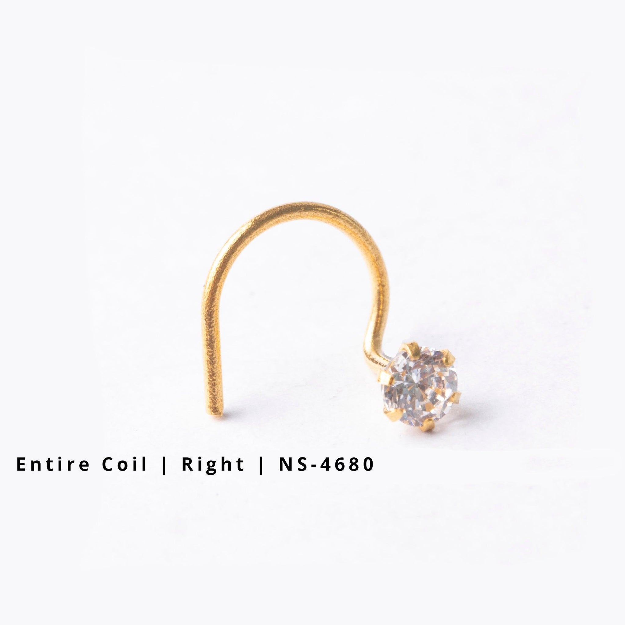 18ct Gold Nose Stud wire coil back with a Cubic Zirconia Stone (2mm - 4.5mm)