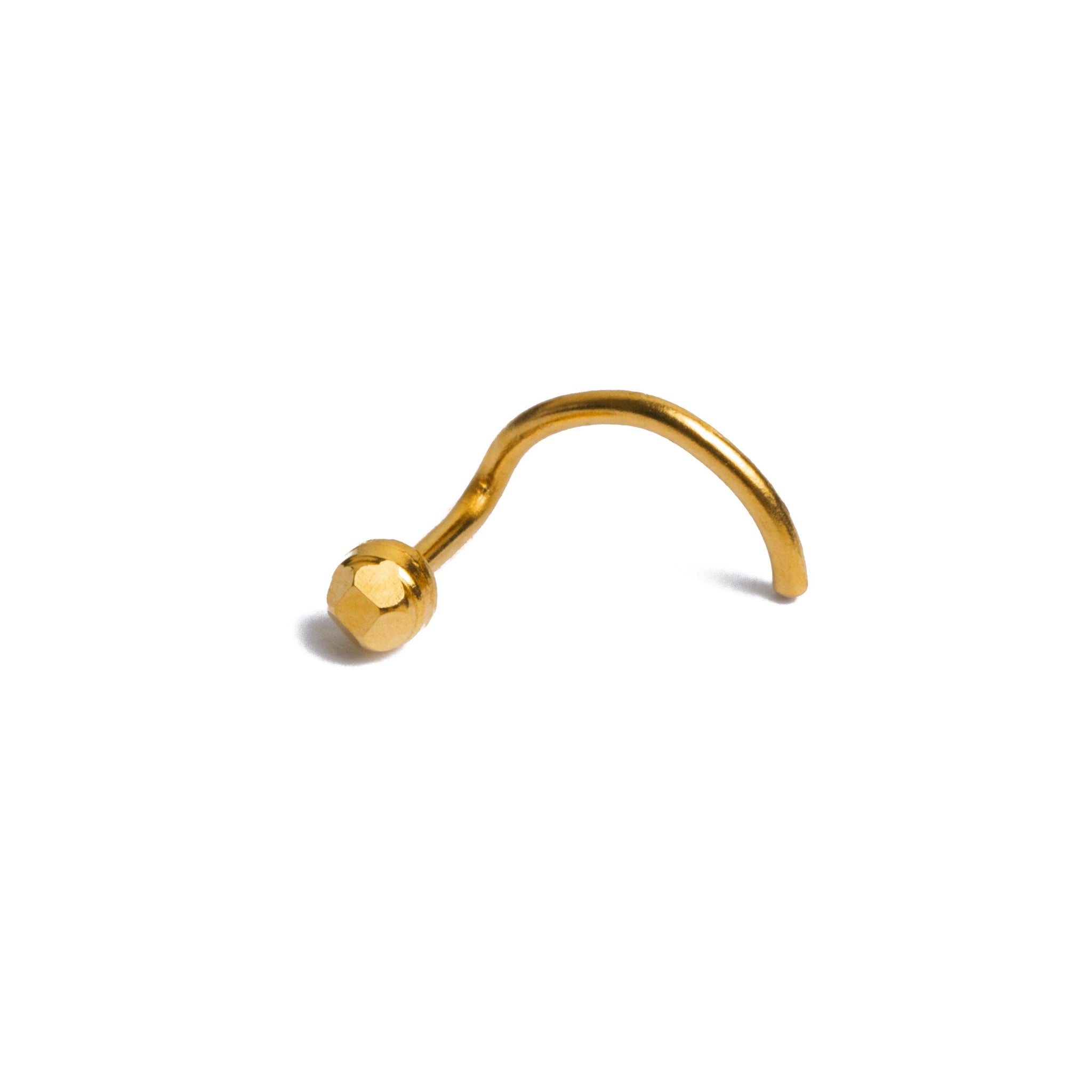 18ct Yellow Gold Nose Stud with Wire Coil Back NS-2954a