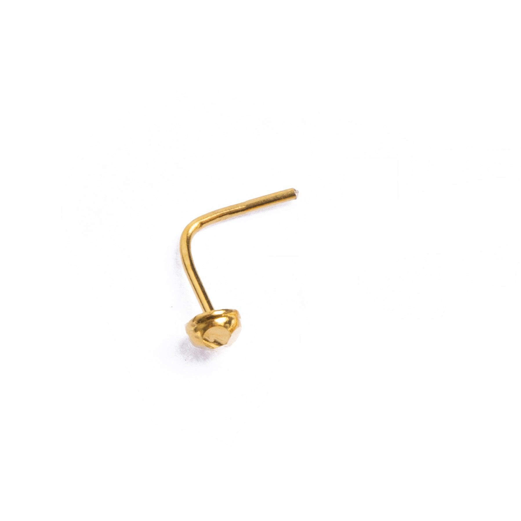 18ct Yellow Gold Nose Stud with L-Shape Back NS-2954a - Minar Jewellers