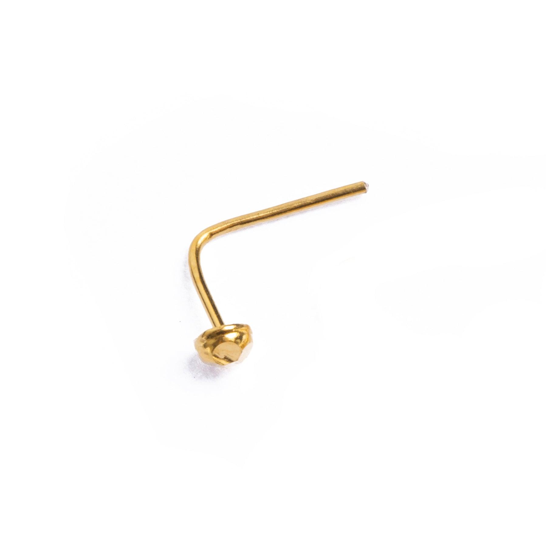 18ct Yellow Gold Nose Stud with L-Shape Back NS-2954a