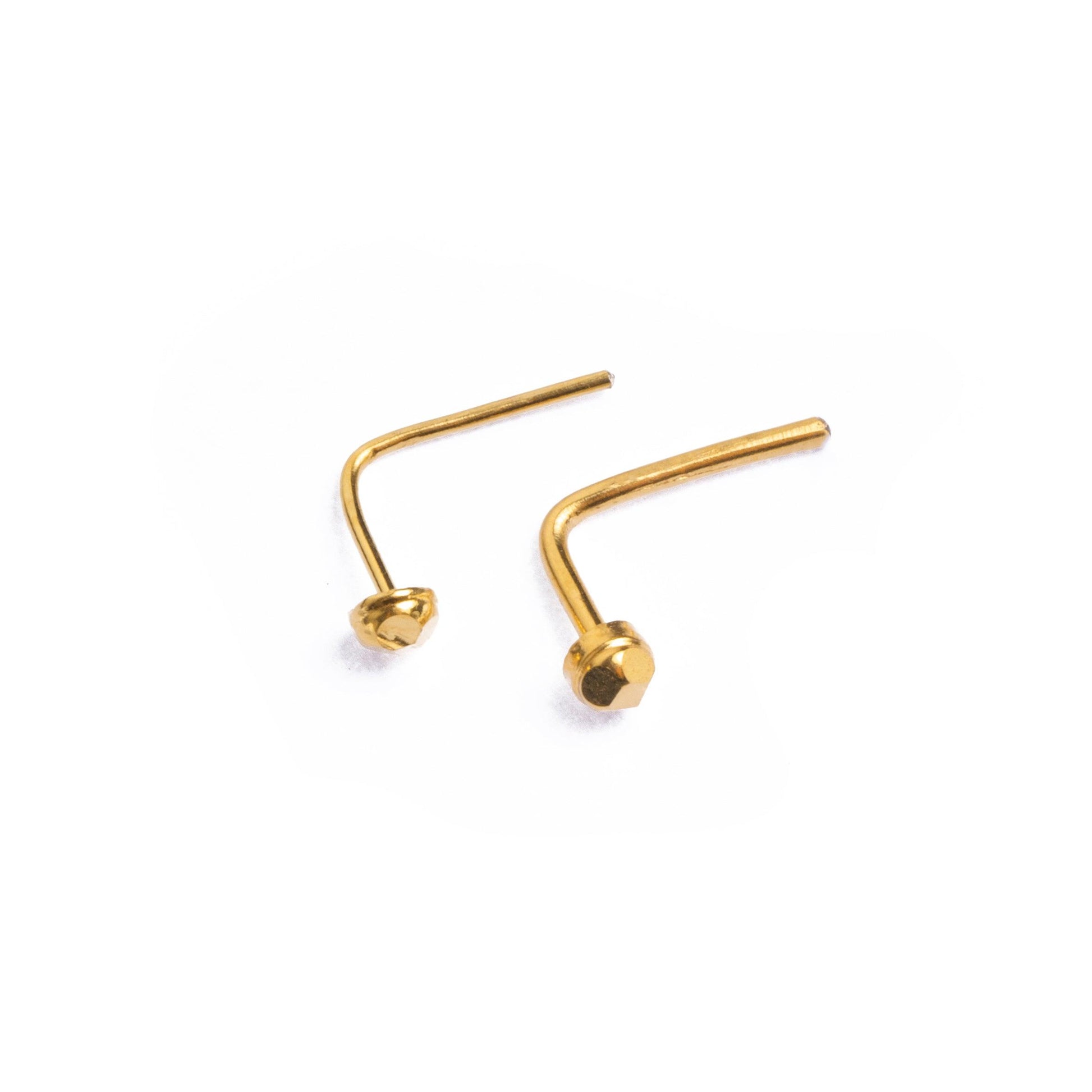 18ct Yellow Gold Nose Stud with L-Shape Back NS-2954a - Minar Jewellers