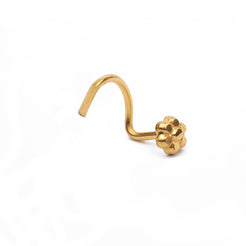 18ct Yellow Gold Flower Design Wire Coil Nose Stud NS-4694 - Minar Jewellers
