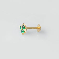 18ct Yellow Gold Nose Stud set with green or blue Cubic Zirconia Stones NS-4793 - Minar Jewellers