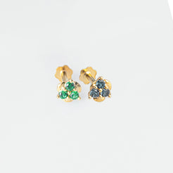 18ct Yellow Gold Nose Stud set with green or blue Cubic Zirconia Stones NS-4793 - Minar Jewellers