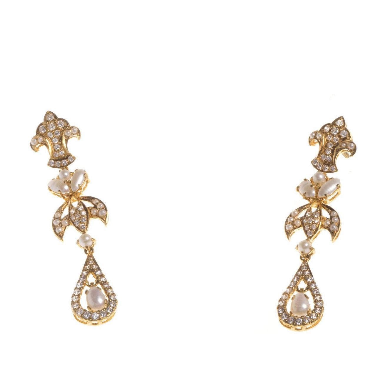 22ct Gold Cubic Zirconia & Cultured Pearl Earrings (15.7g) E-3683 - Minar Jewellers