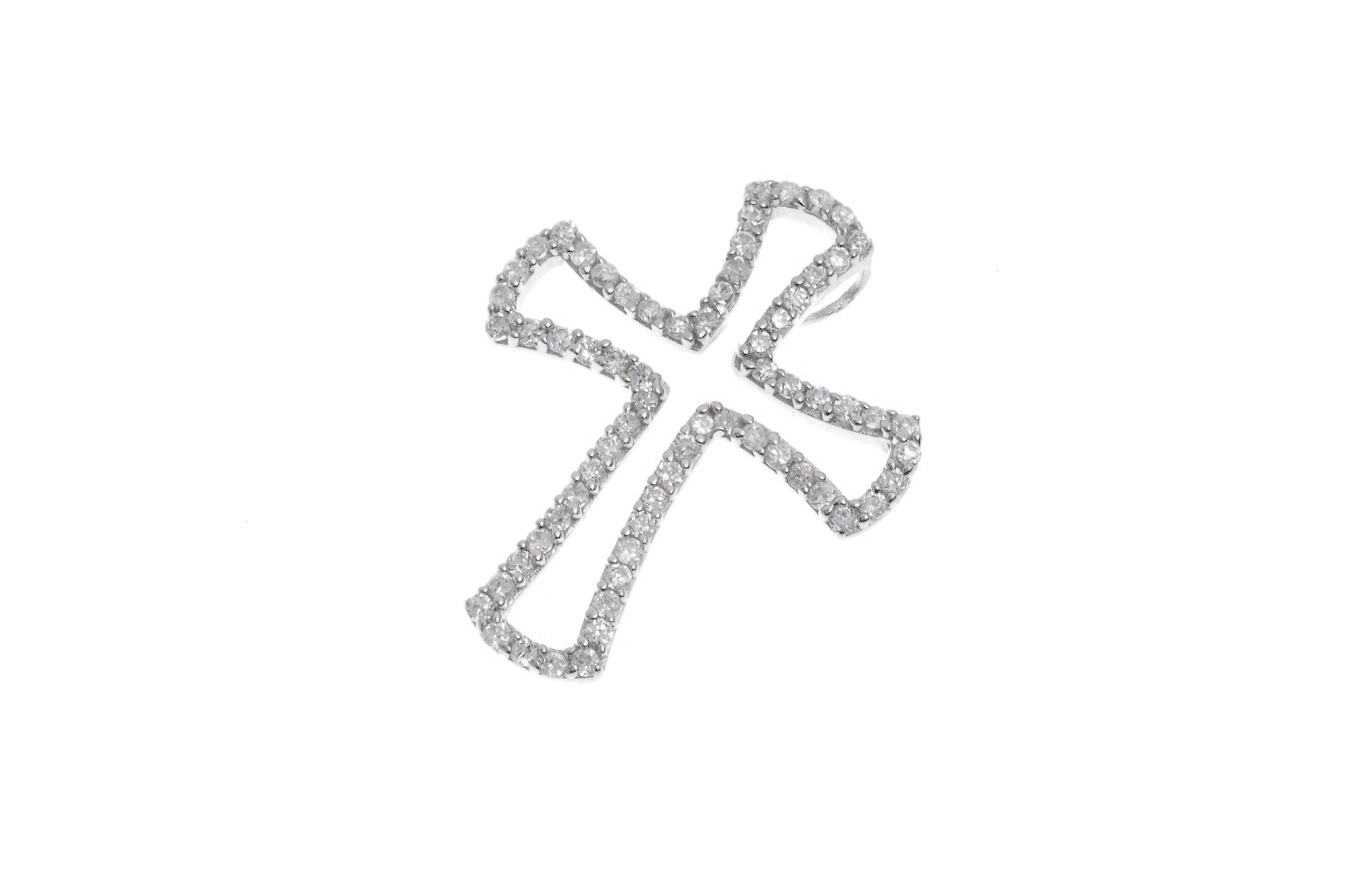 Sterling Silver Cubic Zirconia Cross Pendant (P-5012)