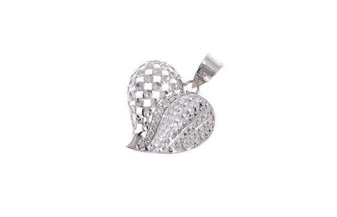 18ct White Gold Cubic Zirconia 'Heart' Pendant, Minar Jewellers - 1