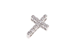 18ct White Gold Cubic Zirconia Cross Pendant (1.9g) P-5488 - Minar Jewellers