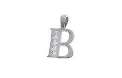 'B' Initial Pendant 18ct White Gold Cubic Zirconia (1.3g) P-5570 - Minar Jewellers