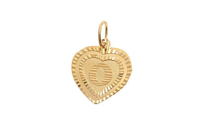 'O' 22ct Gold Heart Shaped Initial Pendant P-5639