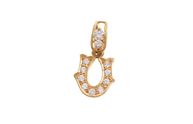 'U' Initial Pendant 22ct Gold Cubic Zirconia (1.5g) P-5645 - Minar Jewellers