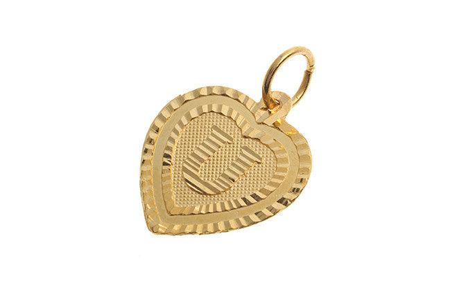 'U' Initial Pendant 22ct Yellow Gold Heart Shaped (0.9g) P-5646 - Minar Jewellers