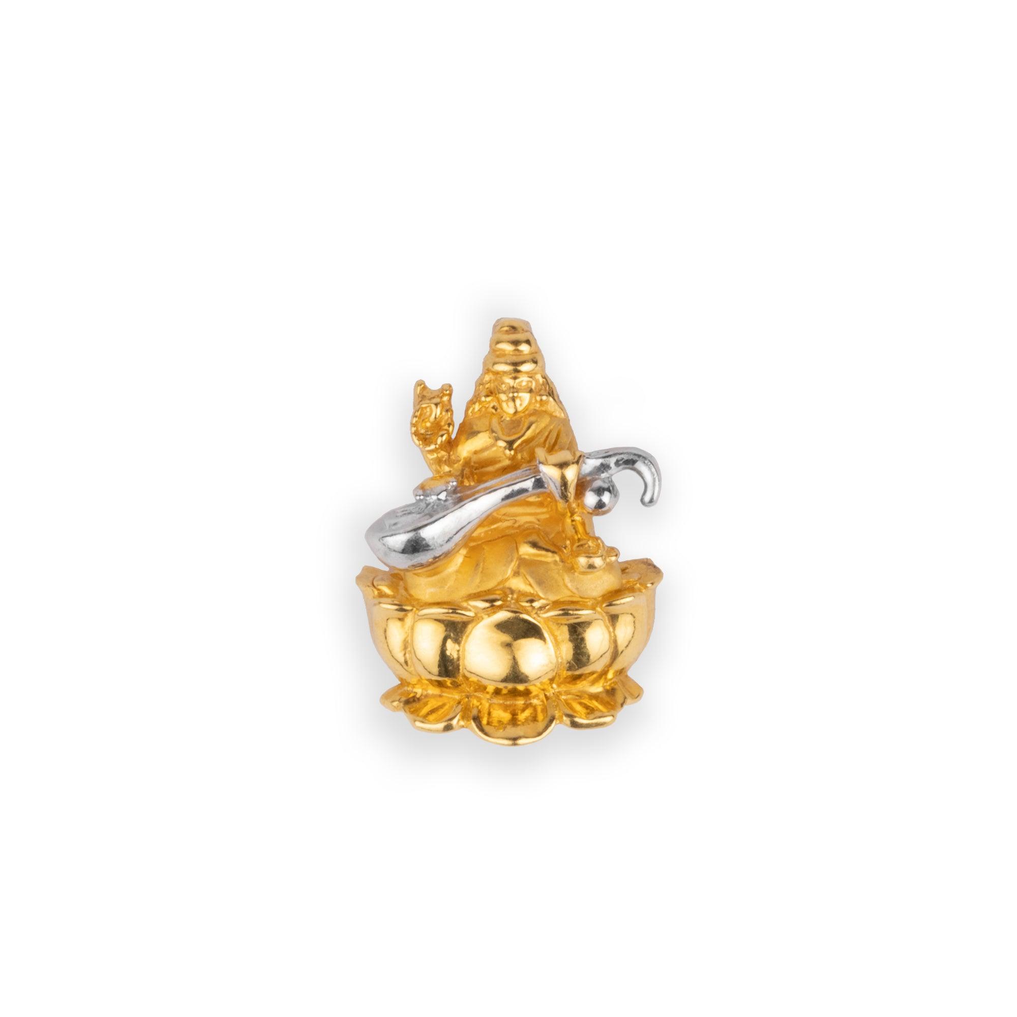 22ct Yellow Gold & Rhodium Lakshmi with Sitar Pendant P-6125 - Minar Jewellers
