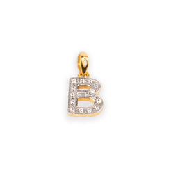 'B' Initial Pendant 22ct Gold Cubic Zirconia P-7018 - Minar Jewellers