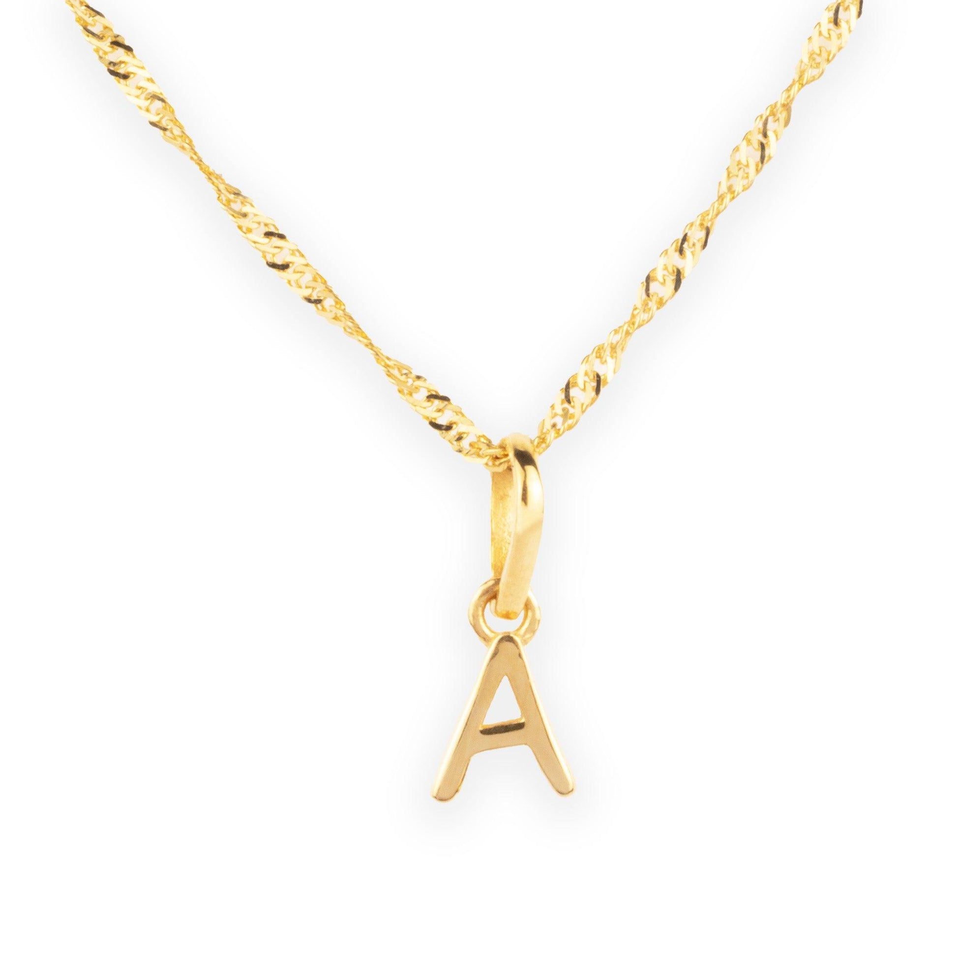'A' 22ct Gold Initial Pendant P-7032-A - Minar Jewellers