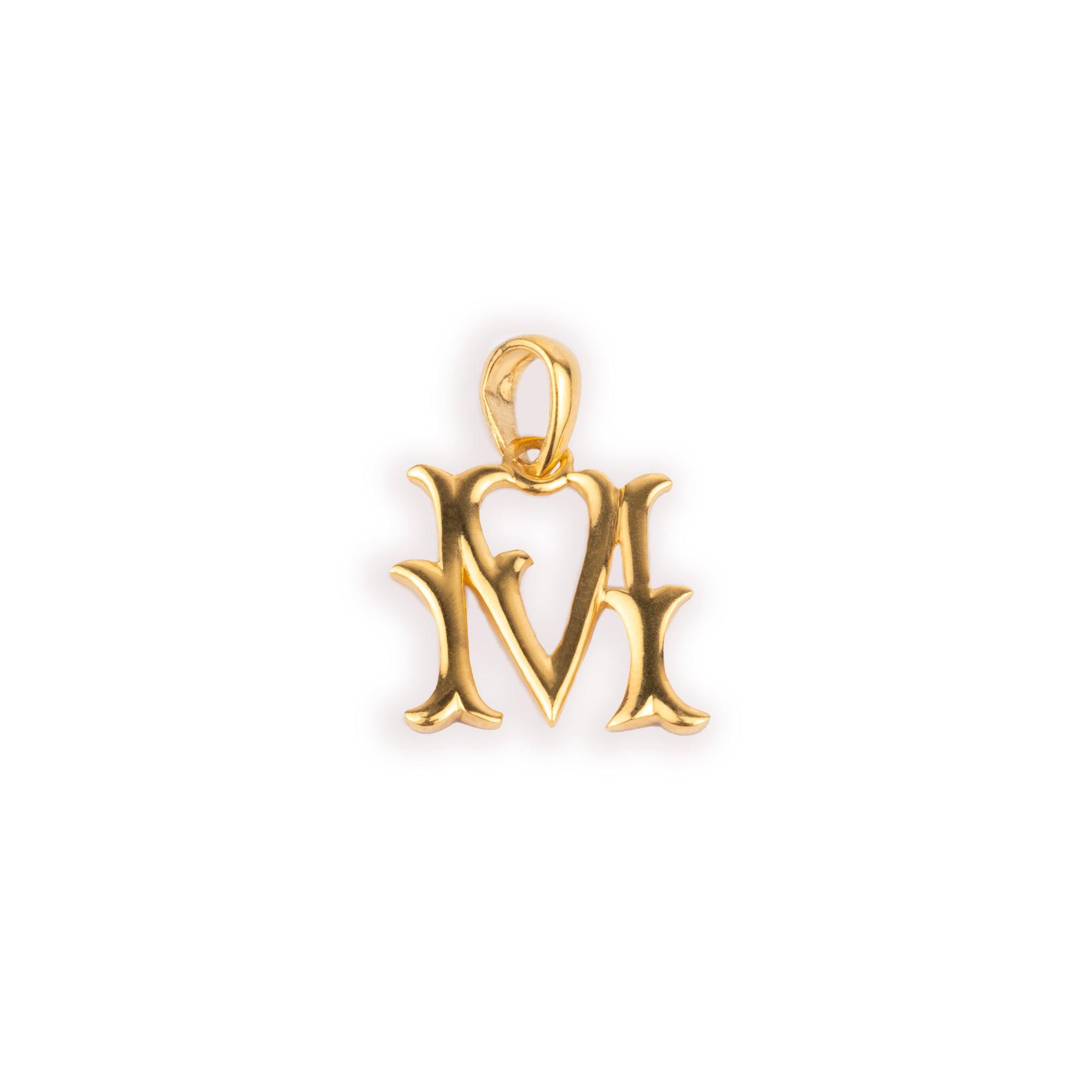 'M' 22ct Gold Initial Pendant P-7036-M - Minar Jewellers