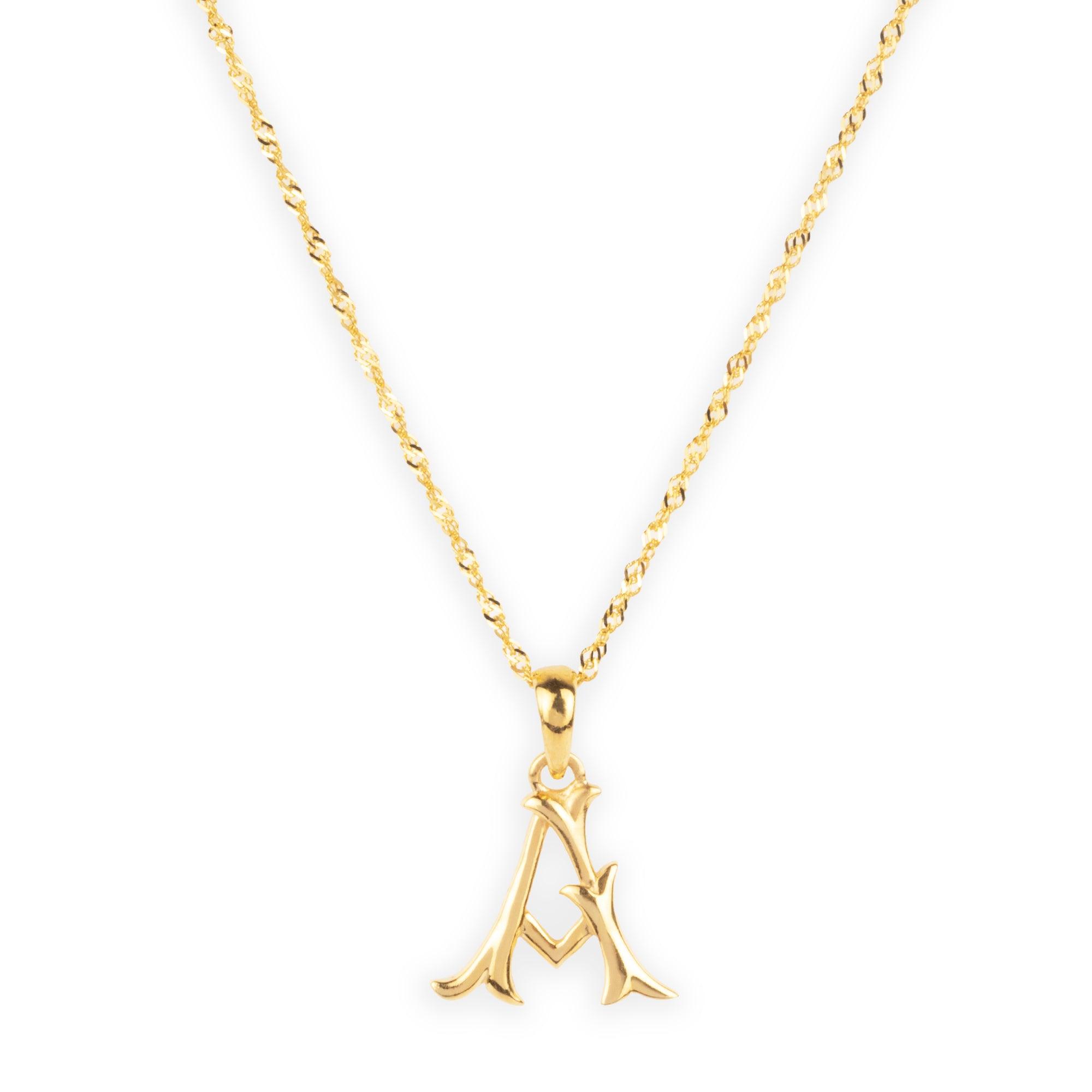 'A' 22ct Gold Initial Pendant P-7036 - Minar Jewellers