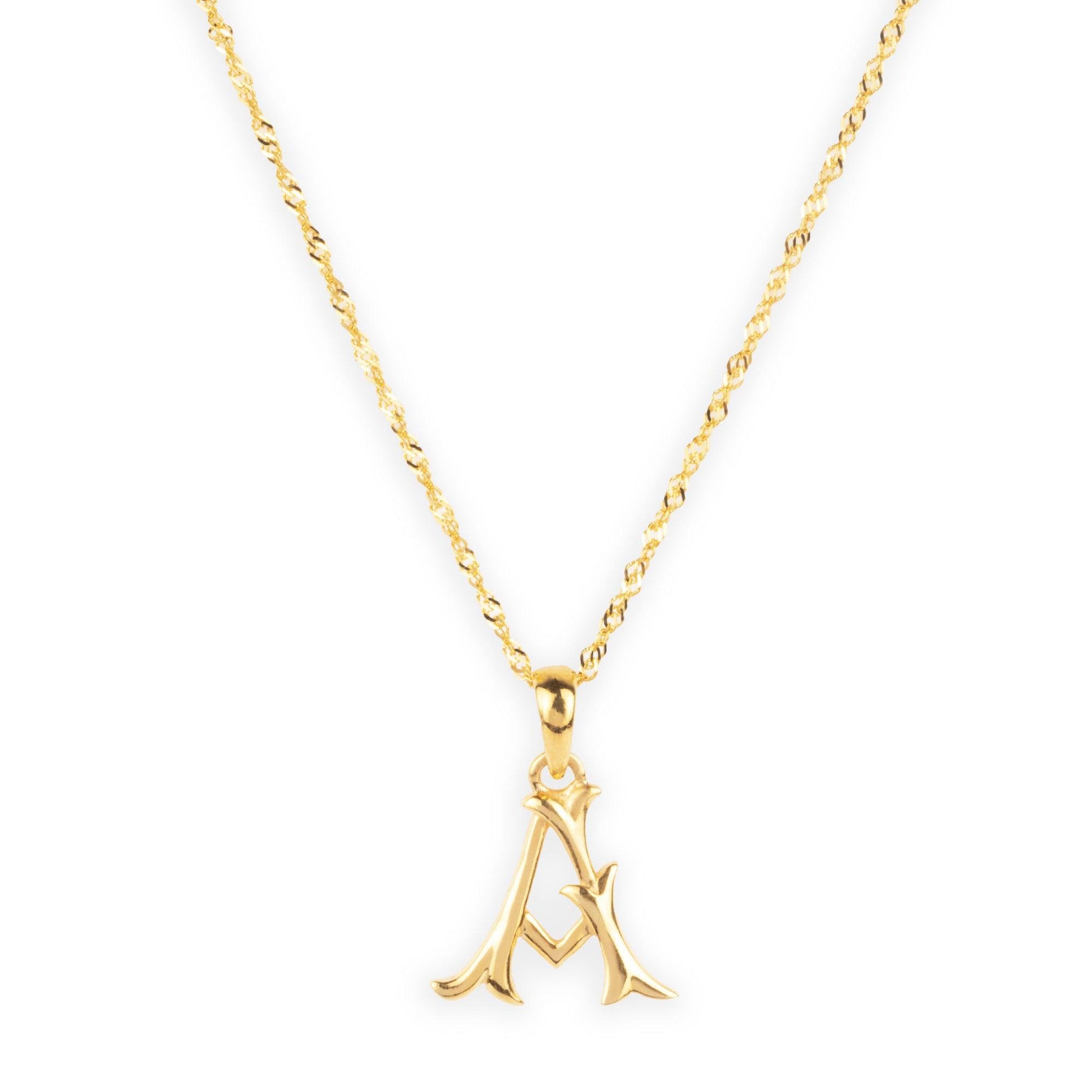 'A' 22ct Gold Initial Pendant P-7036 - Minar Jewellers
