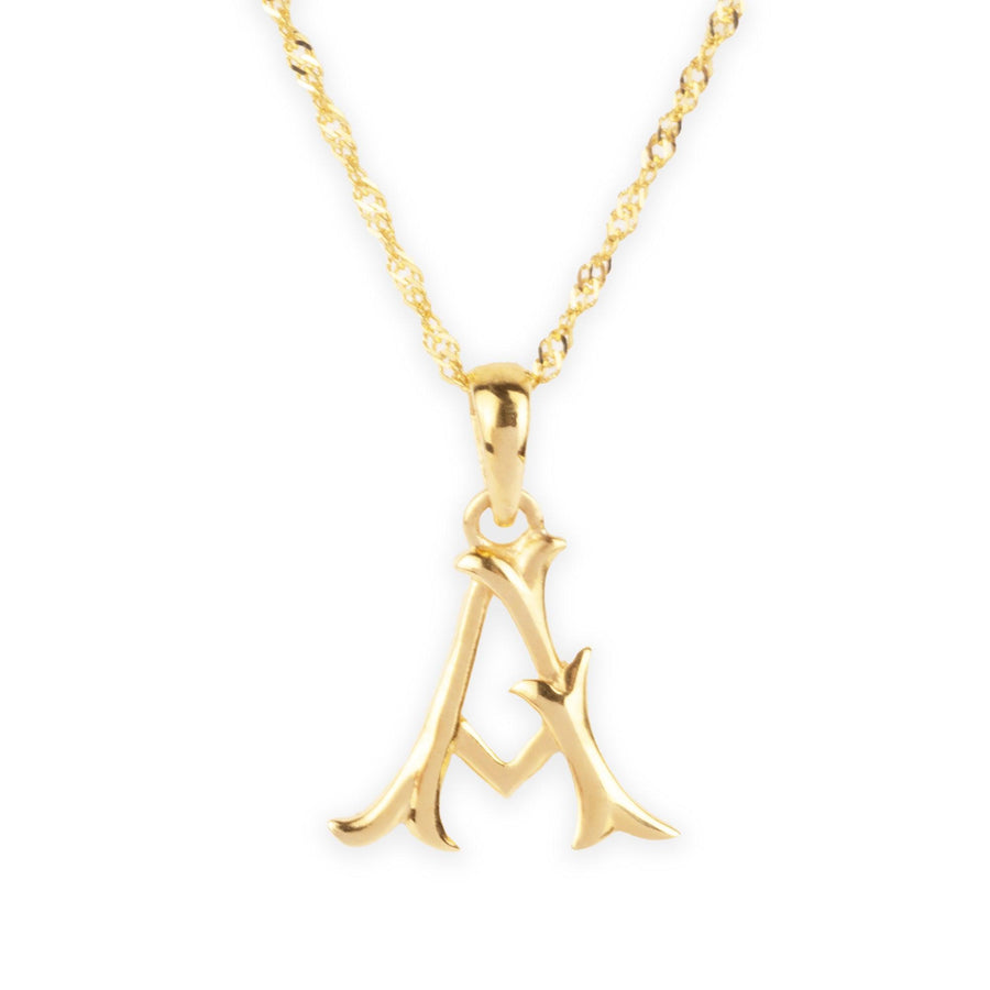 'A' 22ct Gold Initial Pendant P-7036