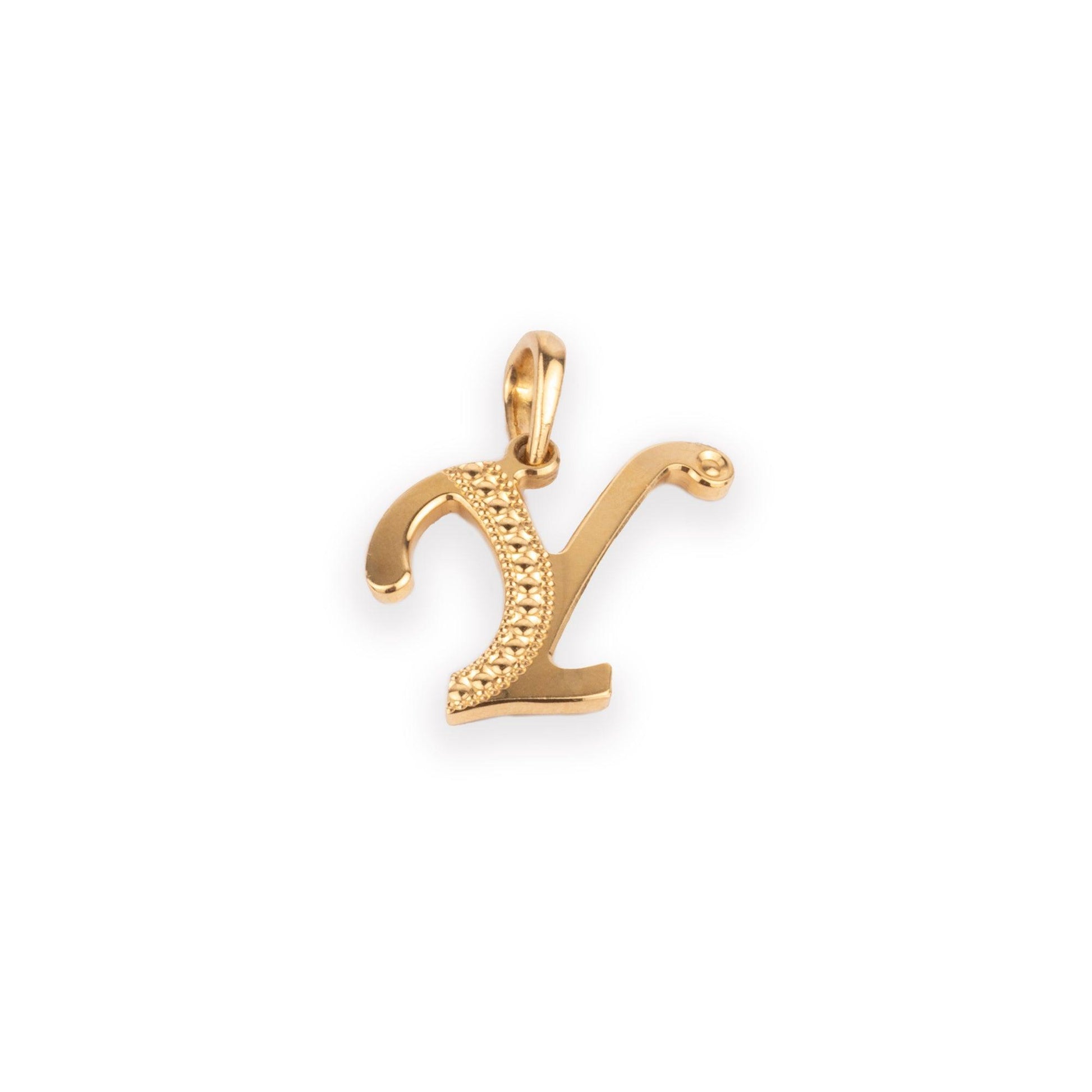 'Y' 22ct Gold Initial Pendant P-7040-Y - Minar Jewellers