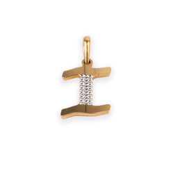'I' 22ct Gold Initial Pendant with Rhodium Design P-7040R-I - Minar Jewellers