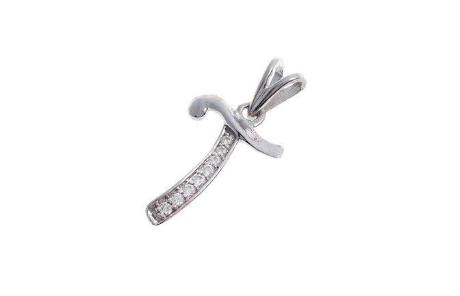 'T' Initial Pendant 18ct White Gold Cubic Zirconia (0.71g) P000T1 - Minar Jewellers