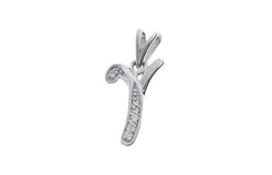 'Y' Initial Pendant 18ct White Gold Cubic Zirconia (0.73g) P000Y1 - Minar Jewellers