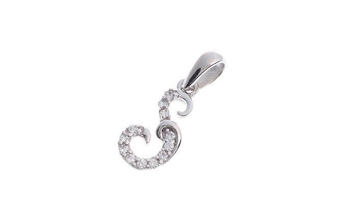 'S' Initial Pendant 18ct White Gold Cubic Zirconia (0.91g) P10081 - Minar Jewellers