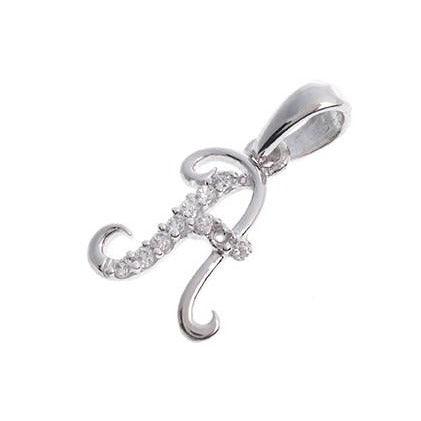 'A' Initial Pendant 18ct White Gold Cubic Zirconia (0.99g) P100A1