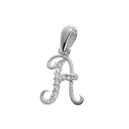 'A' Initial Pendant 18ct White Gold Cubic Zirconia (0.99g) P100A1 - Minar Jewellers