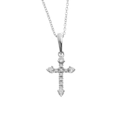 18ct White Gold Diamond Cross Pendant with Chain P43545-5 - Minar Jewellers