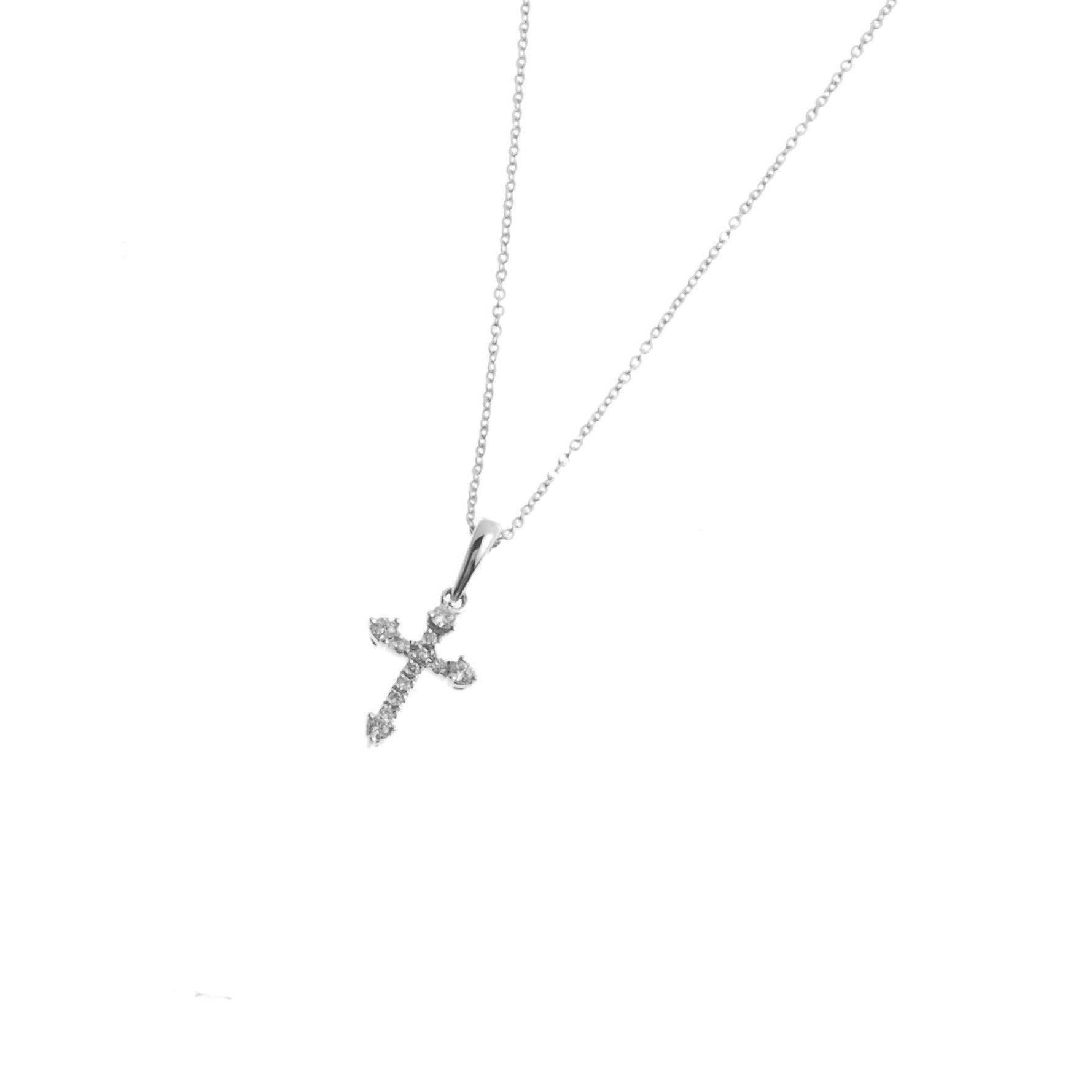 18ct White Gold Diamond Cross Pendant with Chain P43545-5