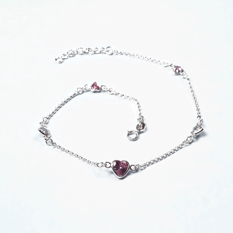 Sterling Silver Heart Anklet SA0009
