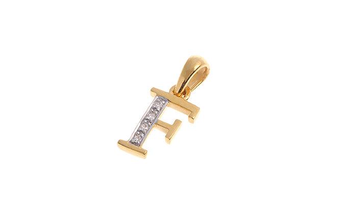 'F' Initial Pendant 22ct Gold Cubic Zirconia (1.47g) P900F1 - Minar Jewellers