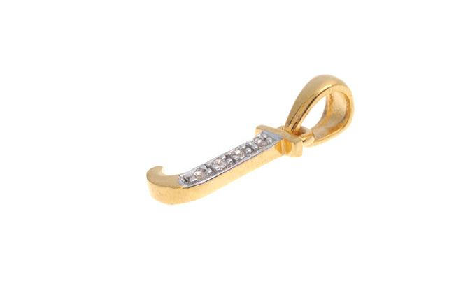 'J' Initial Pendant 22ct Gold Cubic Zirconia (1.17g) P900J1 - Minar Jewellers
