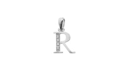 'R' Initial Pendant 18ct White Gold Cubic Zirconia P900R - Minar Jewellers