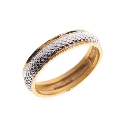 22ct Gold Wedding Band with Rhodium Design PLR15052 - Minar Jewellers