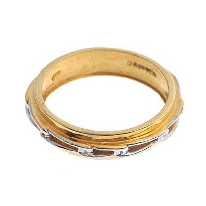 22ct Gold Wedding Band with Rhodium Design PLR15056