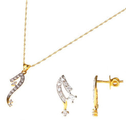 22ct Gold Swarovski Zirconia Pendant, Chain and Earring Set (6.52g) PS7115 PSE7115 - Minar Jewellers