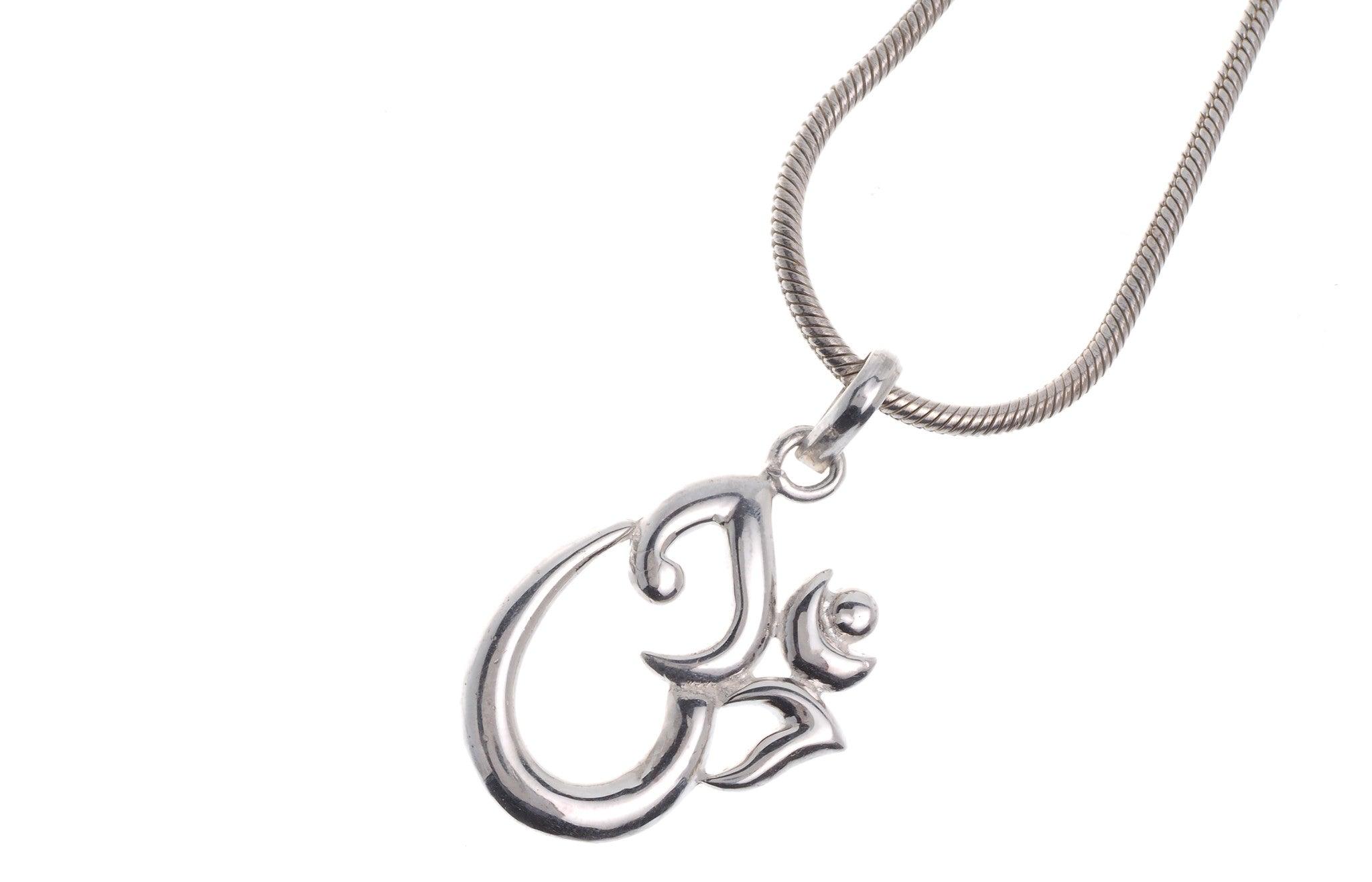 Sterling Silver Om Pendant & Chain 16" (G5386 & G5387), Minar Jewellers - 1