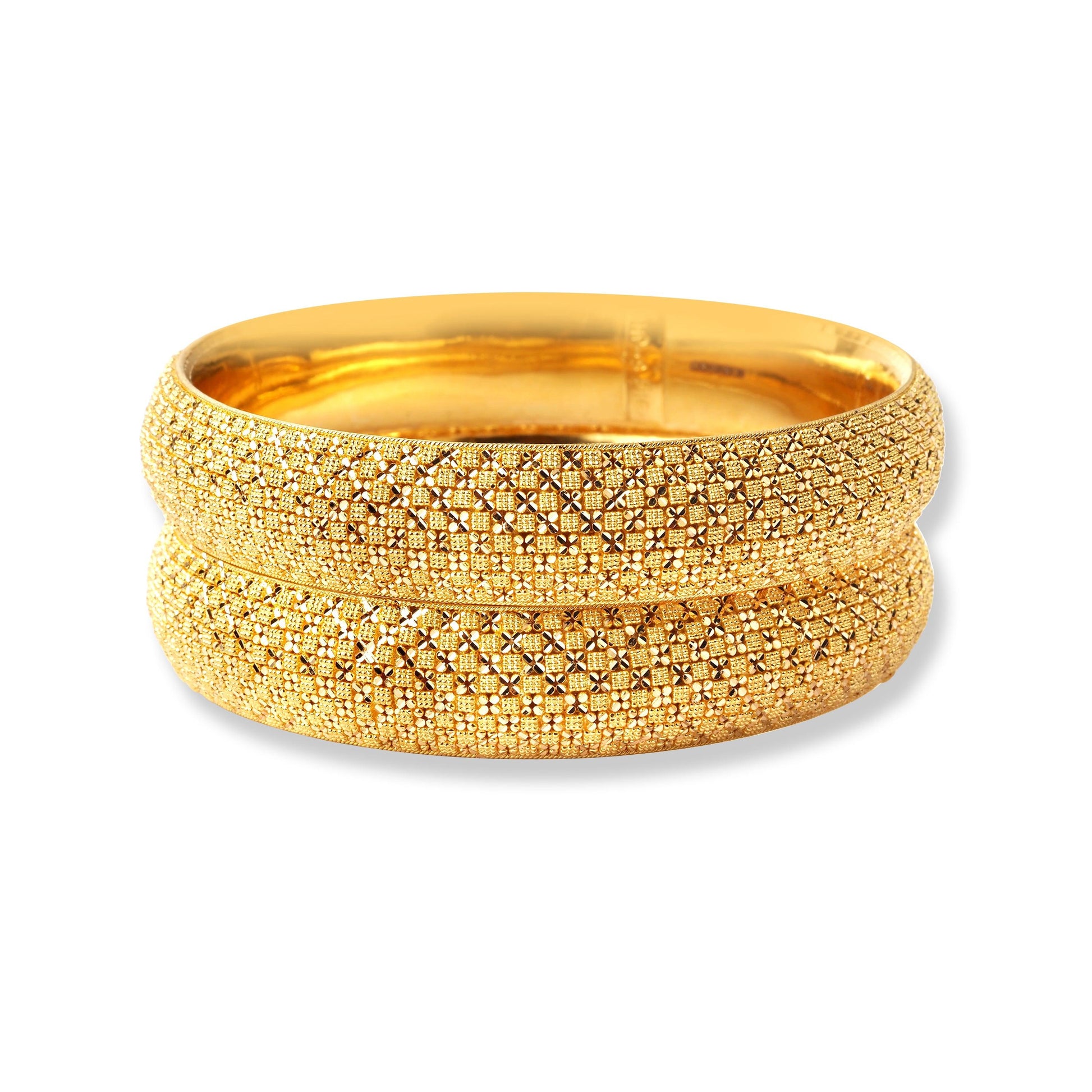 Pair of 22ct Gold Filigree Design Bangles (74.23g) B-8505 - Minar Jewellers