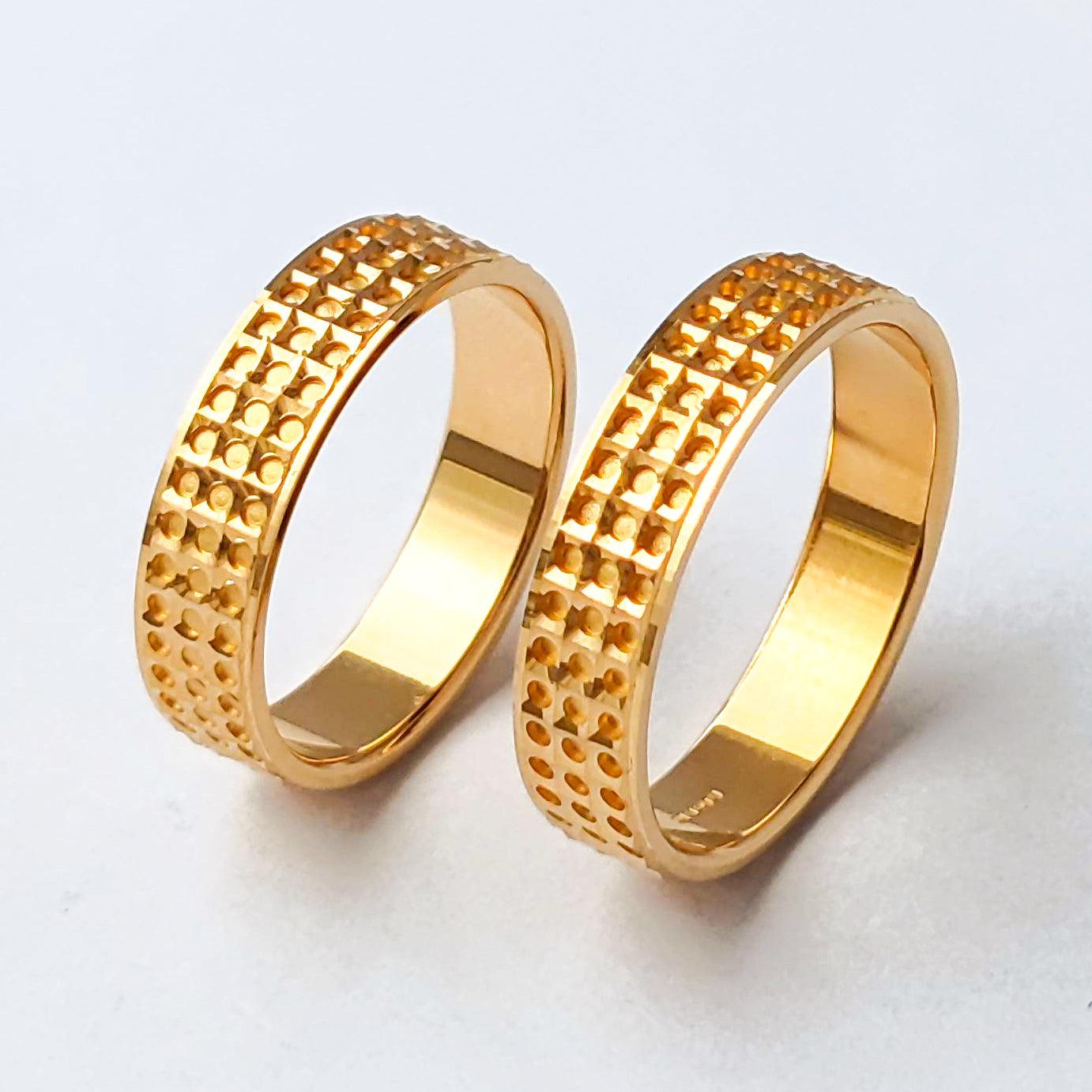 22ct Gold Wedding Band with Pitted Finish LR/GR-8219 - Minar Jewellers