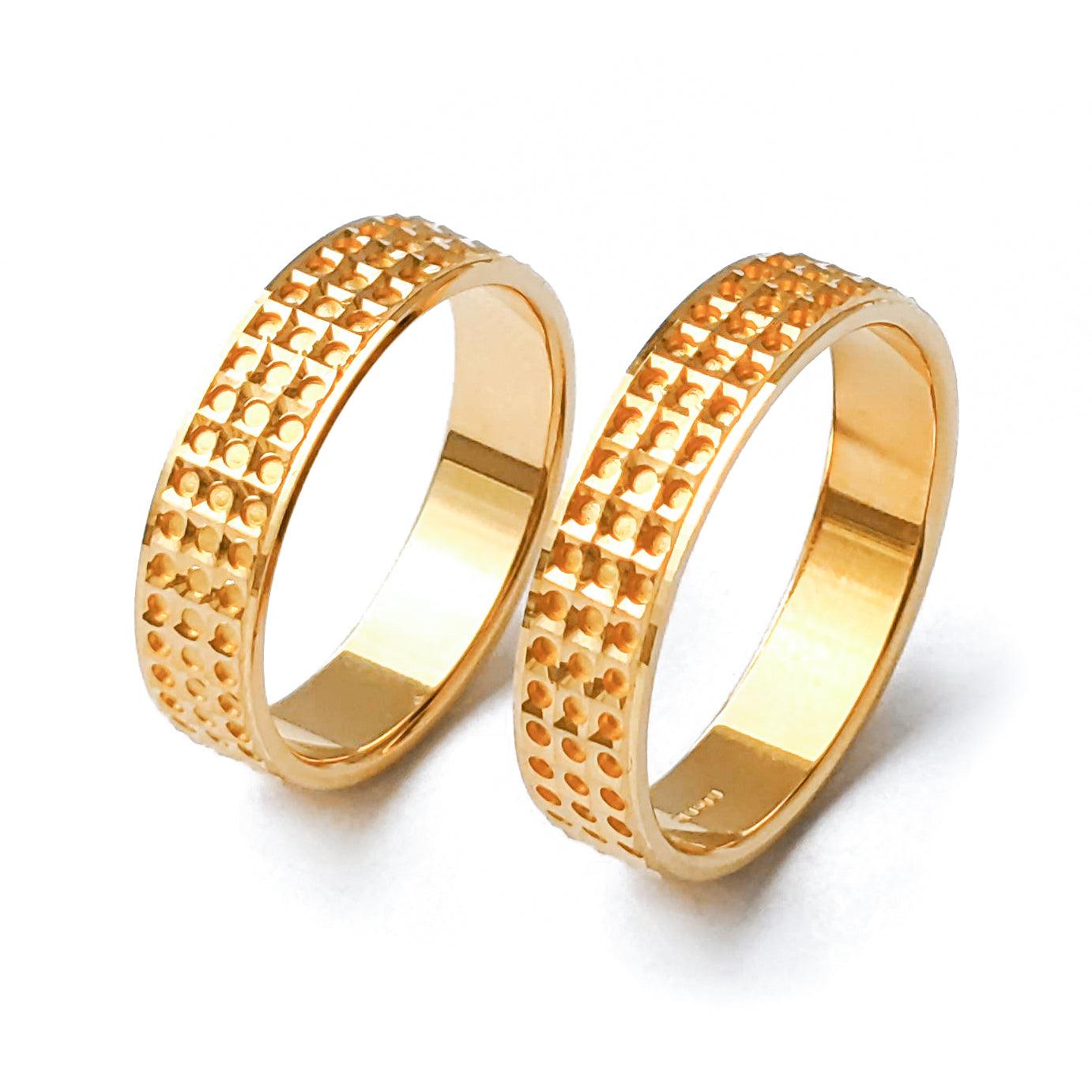 22ct Gold Wedding Band with Pitted Finish LR/GR-8219 - Minar Jewellers